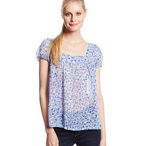 sheer floral print blouse